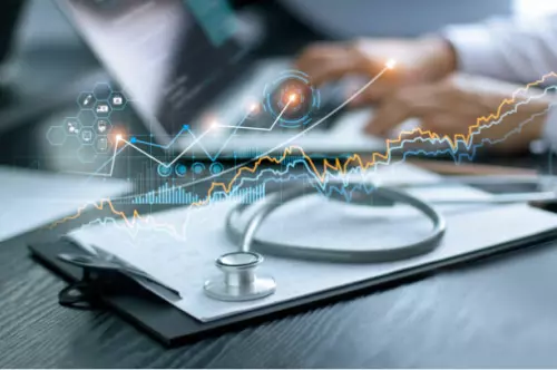 laptop and data trend lines
