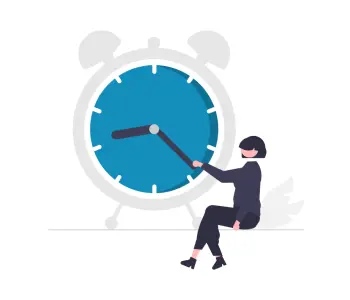illustration of person and clock